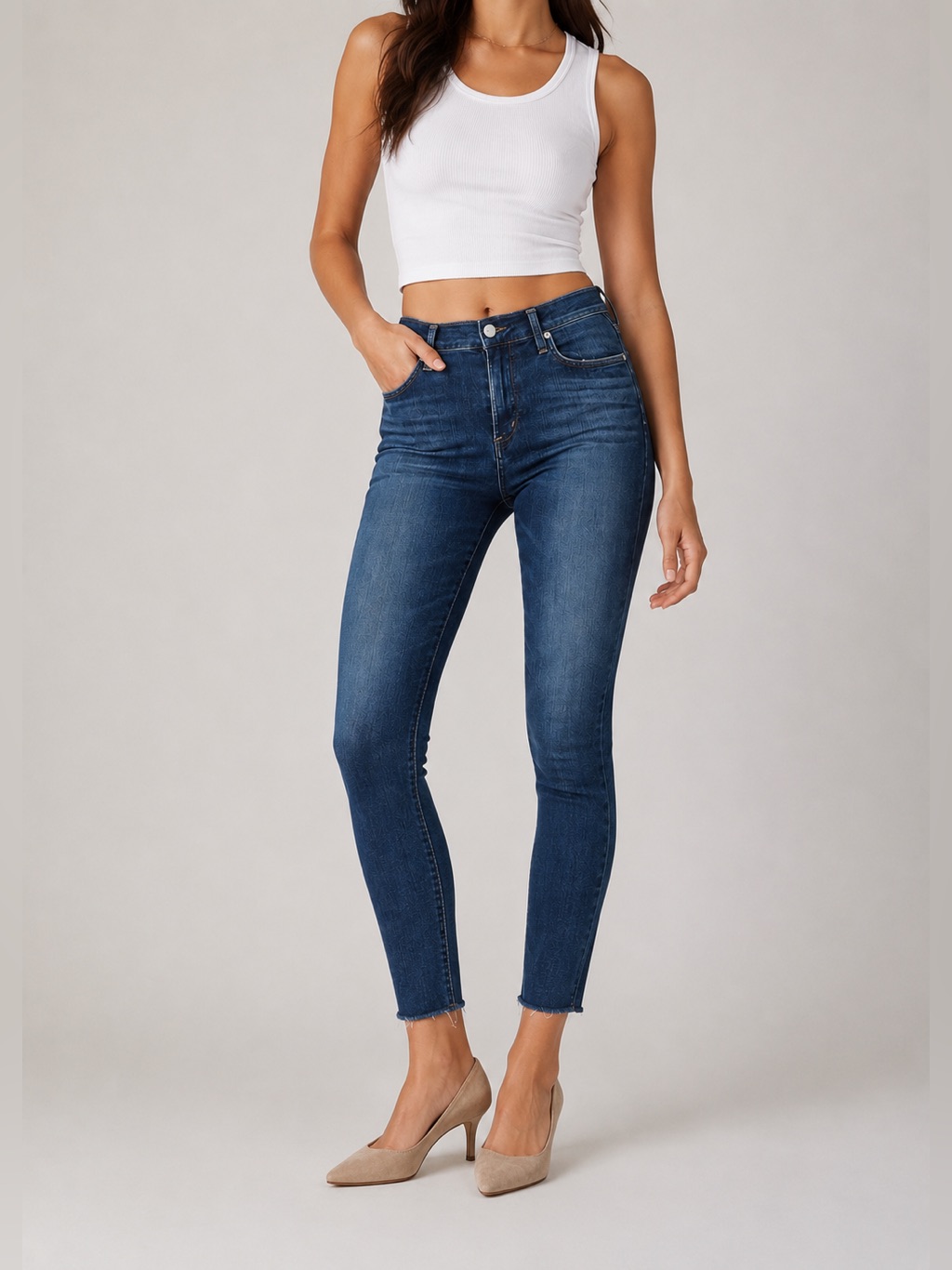 Agolde Sophie Crop High Rise Skinny Jeans Raw Hem Size 26 Minimalist
